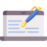 Laptop and pencil icon for freelancing skills