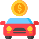 Car with dollar icon for driving cash