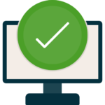 Screen with checkmark icon for testing websites